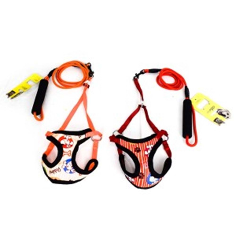 21-2-27 CADOPET 6 MM FİTİL GEZDİRMELİ FİLELİ BEL TASMA TAKIM