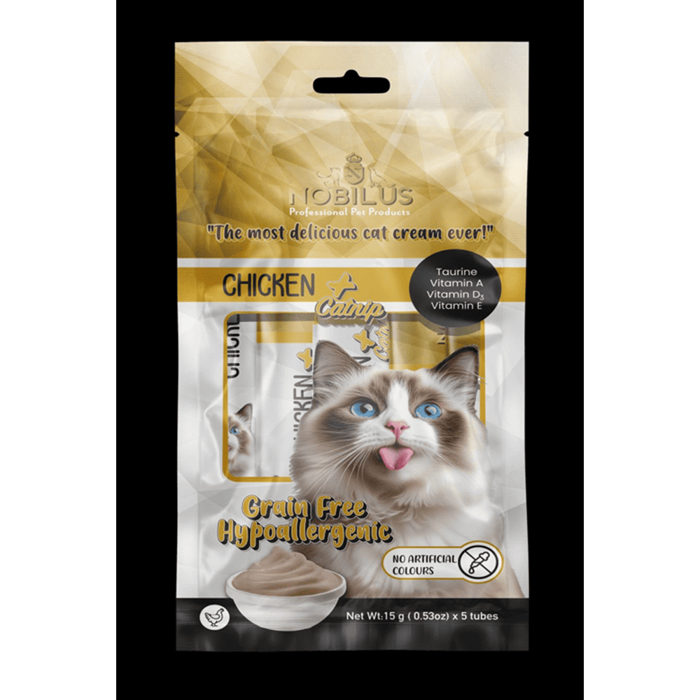 NOBILUS TAVUK VE KEDİ NANELİ KEDİ KREMA ÖDÜLÜ 5x15g