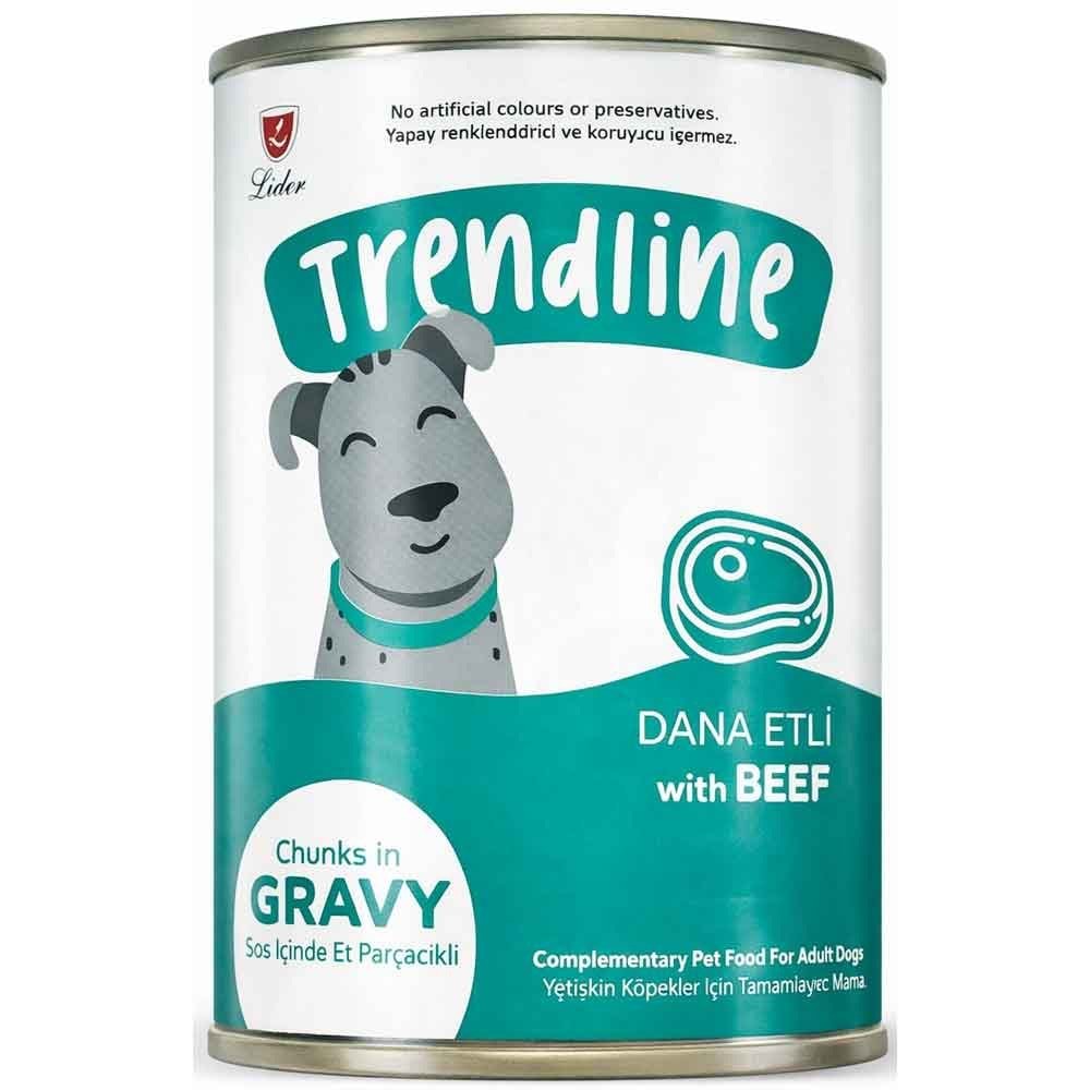 TRENDLINE KONSERVE SOS İÇİNDE ET PARÇACIKLI DANA ETLİ YETİŞKİN KÖPEK MAMASI 400 G