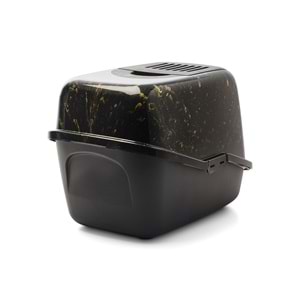 Savic Nestor Mermer | Şık Kedi Kum Kabı – Mermer Siyah Altın