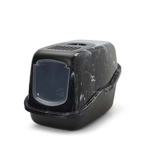 Savic Nestor Mermer | Şık Kedi Kum Kabı – Mermer Siyah Beyaz