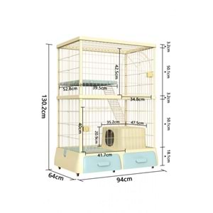 JCS KEDİ KAFESİ 2 KATLI DF 94*66.2*125