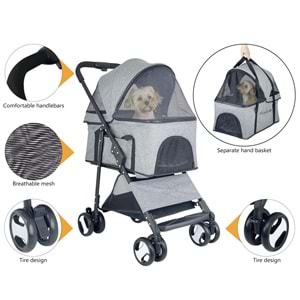 KEDİ & KÖPEK TAŞIMA ARABASI DTC802-GRAY
