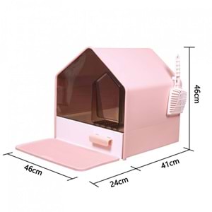 JCS KEDİ TUVALETİ EV ŞEKLİNDE KÜREKLİ 46*41*46
