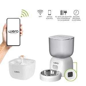 Wero 2in1 Akıllı Kedi & Köpek Mama Kabı ve Su Pınarı Seti | Wi-Fi Kontrollü, Otomatik Besleme (WF1)