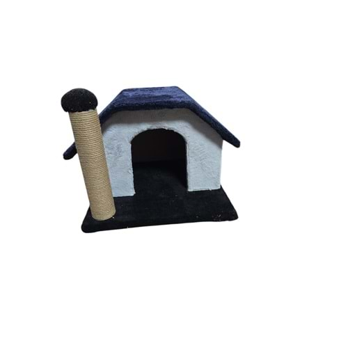 İPLİ PELUŞ TIRMALAMALI KLASİK KEDİ EVİ