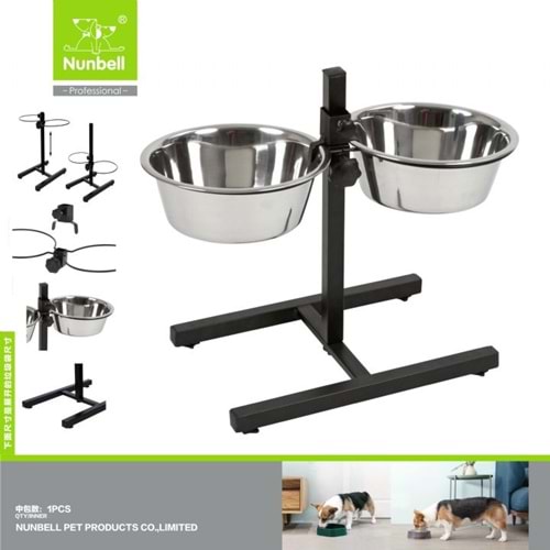 NUNBELL İKİLİ ÇELİK MAMA KABI 20cm