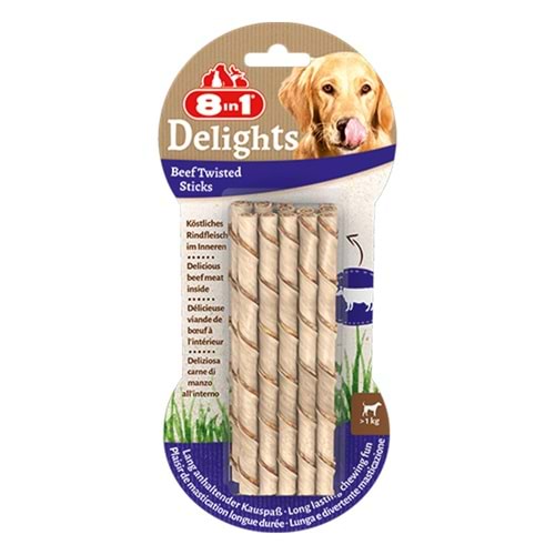 8IN1 DelightsBurgu Çubuk KöpekÖdül Kemiği Sığır Etli- 55GR
