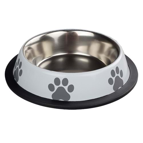 Fancy Paws Pati Baskılı Beyaz Ç. Mama Kabı-32 Oz- 18cm