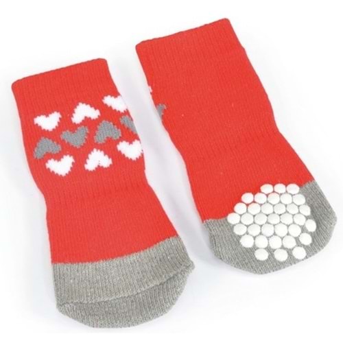 Camon Kalp Desenli Köpek Çorabı XL 5cm