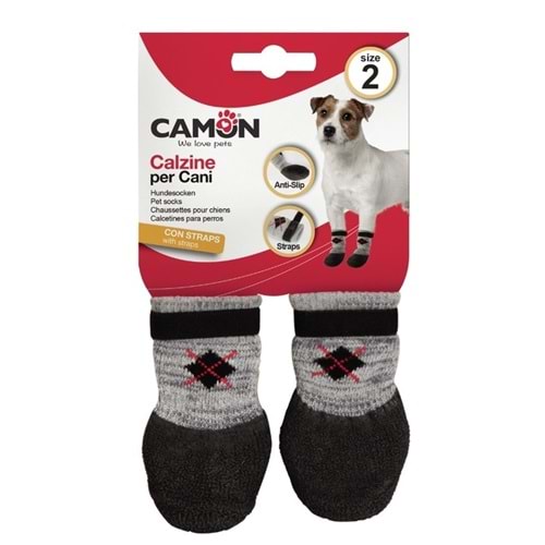 Camon Kaymaz Tabanlı Siyah Köpek Çorapları M 3cm
