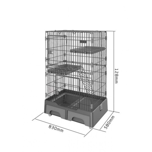 JCS ÇOK AMAÇLI KEDİ KAFESİ 2 KATLI 2 83*58*128