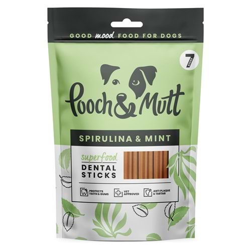 POOCH&MUTT SUPERFOOD DENTAL STİCKS PROBIYOTİK VE NANELİ ÖDÜL 7 Sticks 251gr