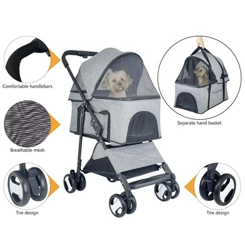 KEDİ & KÖPEK TAŞIMA ARABASI DTC802-GRAY