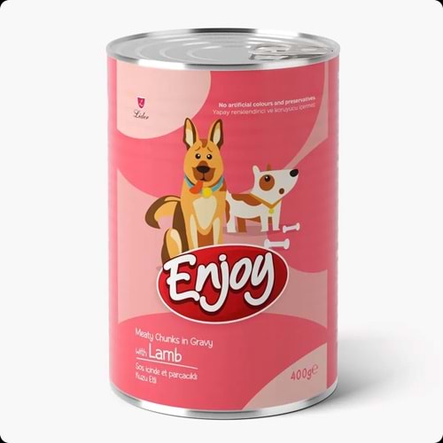 ENJOY KONSERVE SOS İÇİNDE ET PARÇACIKLI KUZU ETLİ YETİŞKİN KÖPEK MAMASI 400 G