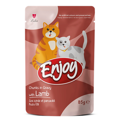 ENJOY POUCH SOS İÇİNDE ET PARÇACIKLI KUZU ETLİ YETİŞKİN KEDİ MAMASI 85 G