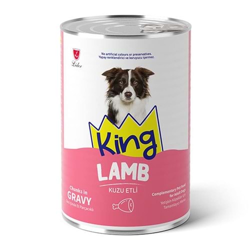 KING SOS İÇİNDE ET PARÇACIKLI KUZU ETLİ YETİŞKİN KÖPEK KONSERVE 400 G