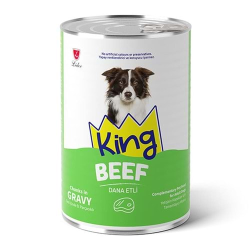 KING SOS İÇİNDE ET PARÇACIKLI DANA ETLİ YETİŞKİN KÖPEK KONSERVE 400 G