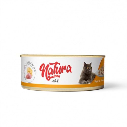 Natura Tavuk Fileto&Peynir EtSuyu İçinde Pirinçli Kedi Konservesi 70Gr