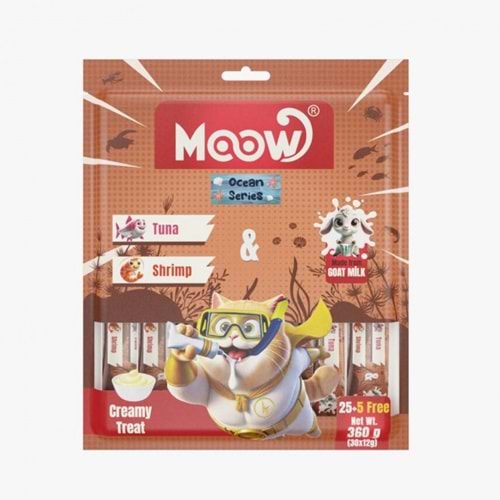 MOOW TON BALıKLı&KARIDESLI KEÇI SÜTLÜ 12GR X 30'LU KEDI KREMA ÖDÜLÜ