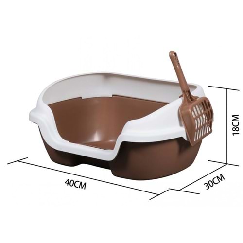 JCS YAVRU KEDİLER IÇIN YARI KAPALI KEDİ TUVALETİ KÜREKLİ 40*30*18