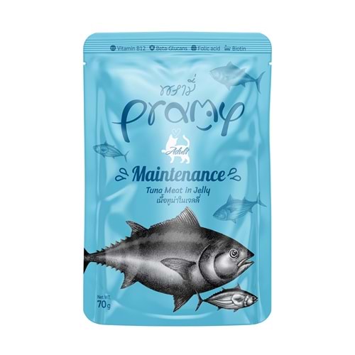 PRAMY JÖLE İÇİNDE YAĞSIZ TON BALIKLI YETİŞKİN KEDİ MAMASI 70G