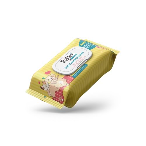 REFLEX CARE EVCİL HAYVANLAR İÇİN ÇOK AMAÇLI HİJYENİK TEMİZLEME HAVLUSU 50'Lİ - NERGİS ÇİÇEĞİ KOKULU