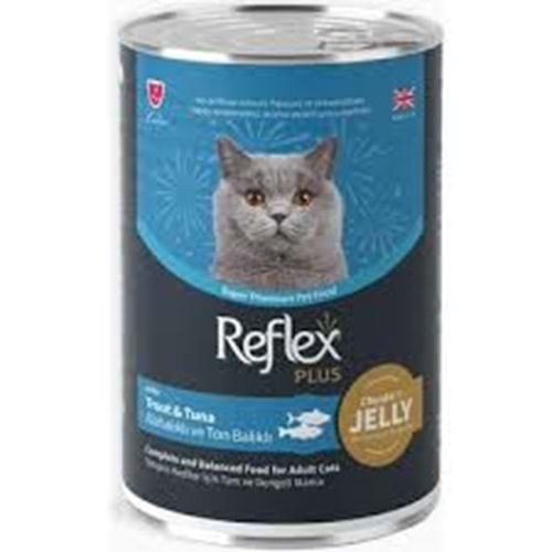 REFLEX PLUS JÖLE İÇİNDE ET PARÇACIKLI ALABALIKLI VE TON BALIKLI YETİŞKİN KEDİ MAMASI 400 G