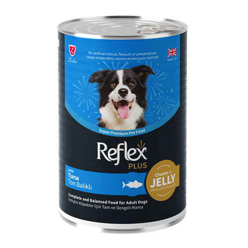 REFLEX PLUS JÖLE İÇİNDE ET PARÇACIKLI TON BALIKLI YETİŞKİN KÖPEK MAMASI 400 G