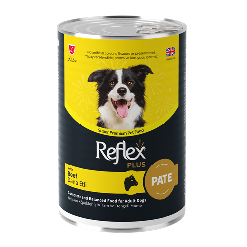 REFLEX PLUS PATE İÇİNDE ET PARÇACIKLI DANA ETLİ YETİŞKİN KÖPEK MAMASI 395 G