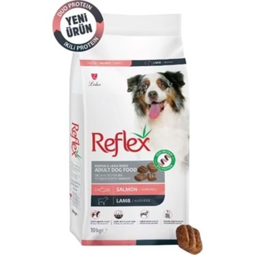 REFLEX DUO PROTEIN SOMONLU VE KUZU ETLİ ORTA VE BÜYÜK IRK YETİŞKİN KÖPEK MAMASI 10 KG
