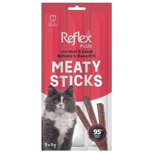 REFLEX PLUS KEDİ ÖDÜL STICKS BİFTEK&KUZU 3*5 GR