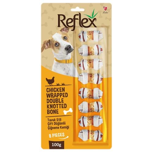 REFLEX TAVUK ETLİ ÇİFT DÜĞÜMLÜ KEMİK 8Lİ 100 GR
