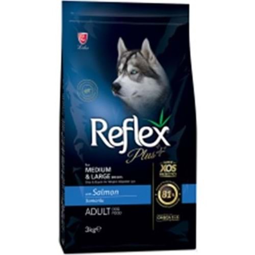 REFLEX PLUS SOMONLU ORTA VE BÜYÜK IRK YETİŞKİN KÖPEK MAMASI 3 KG