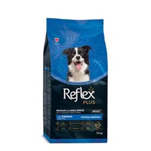 REFLEX PLUS SOMONLU ORTA VE BÜYÜK IRK YETİŞKİN KÖPEK MAMASI 12 KG