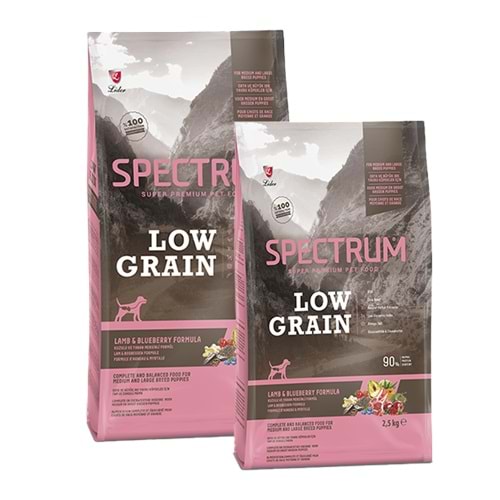 Spectrum Low Grain Kuzu Etli ve Yaban Mersinli Orta Irk Yetişkin Köpek Maması 2.5kg