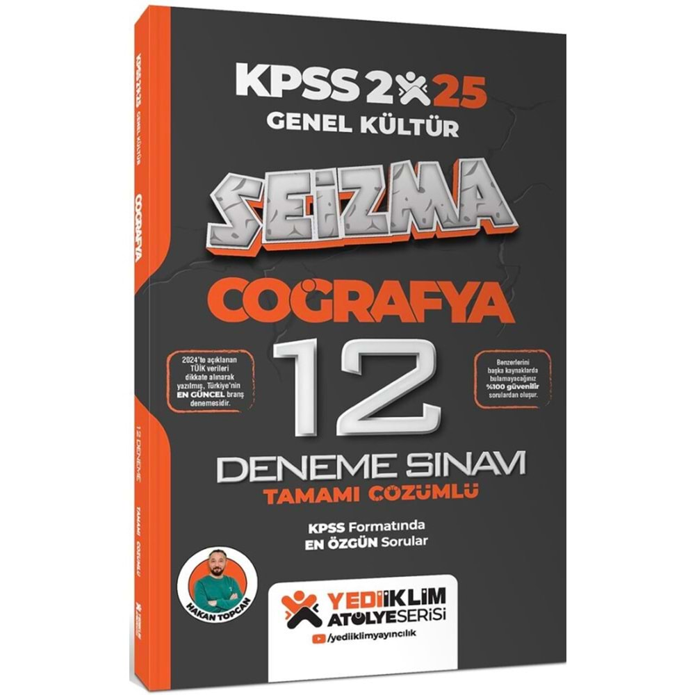 YEDİİKLİM KPSS 2025 GENEL KÜLTÜR ATÖLYE SERİSİ COĞRAFYA SEİZMA TAMAMI ÇÖZÜMLÜ 12 DENEME SINAVI