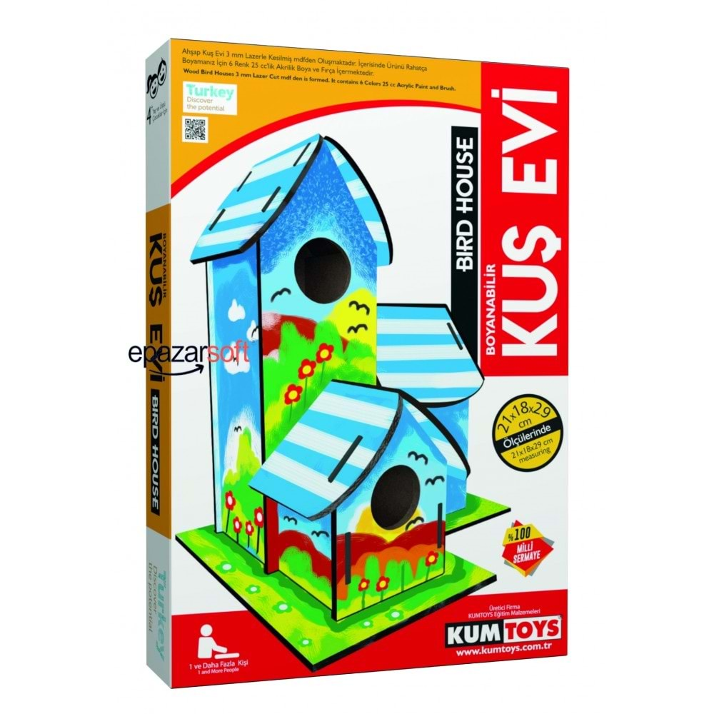 KUMTOYS BOYANABİLİR KUŞEVİ 3LÜ