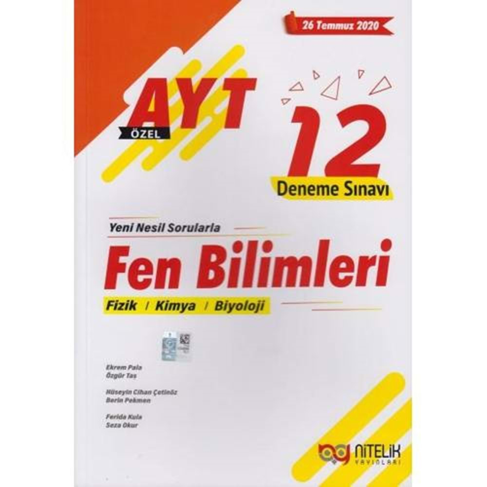 NİTELİK AYT FEN BİLİMLERİ 12 DENEME SINAVI 2020