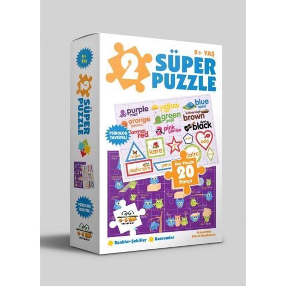 SÜPER PUZZLE 2 RENKLER ŞEKİLLER KAVRAMLAR 20 PARÇA 2 YAŞ-0-6 YAŞ YAYINLARI