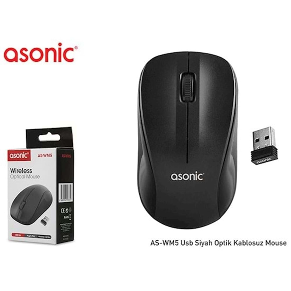 ASONİC AS-WM5 USB SİYAH KABLOSUZ MOUSE