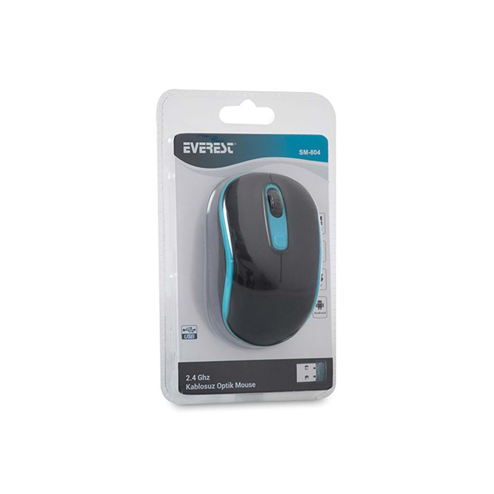 EVEREST SM-804 USB SİYAH MAVİ KABLOSUZ MOUSE