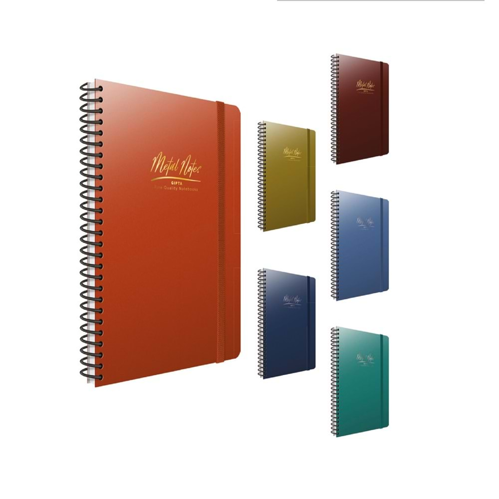 GIPTA METAL NOTES 17*24 SPİRALLİ PLASTİK KAPAK 80 YAPRAK ÇİZGİLİ DEFTER-4473