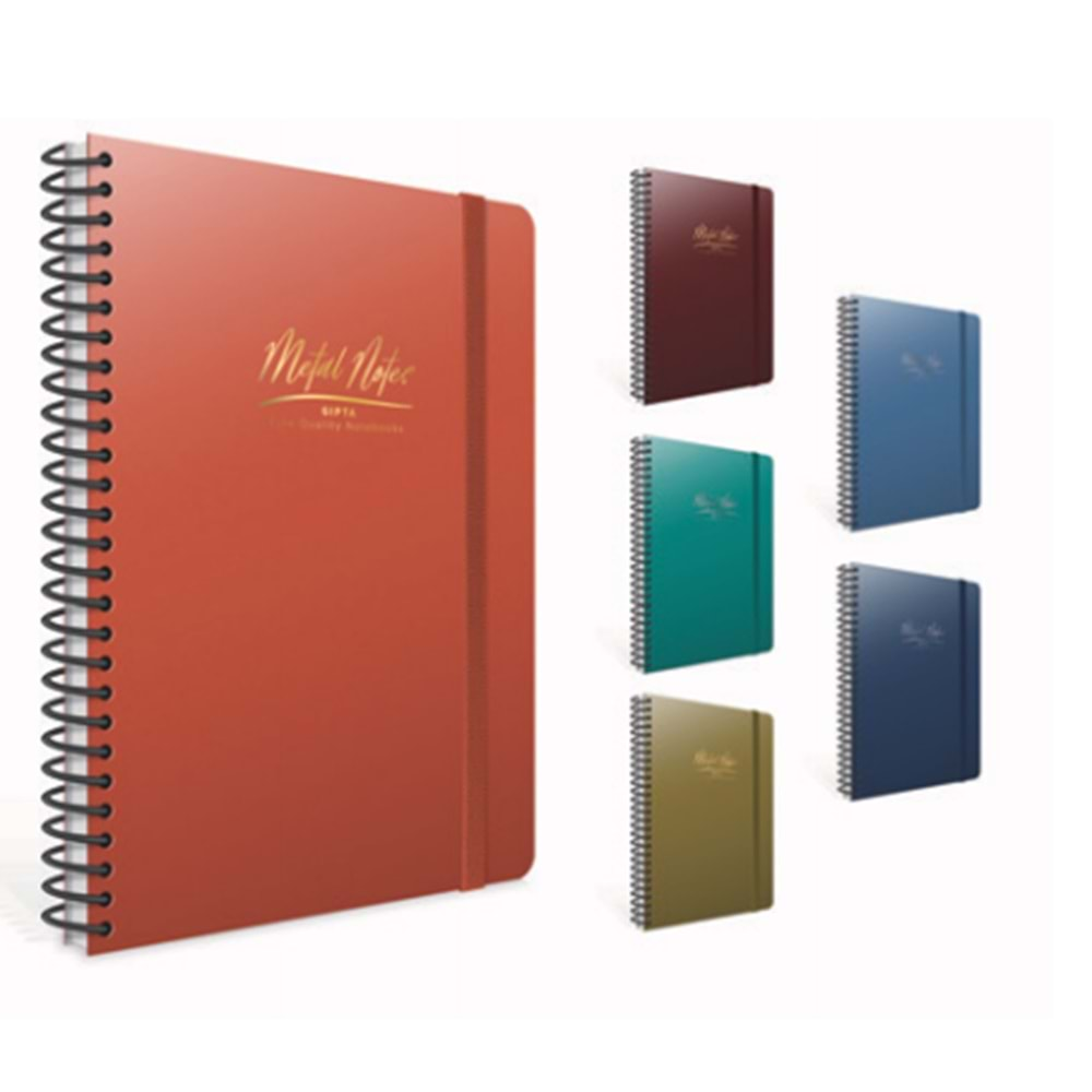 GIPTA METAL NOTES A4 SPİRALLİ PLASTİK KAPAK 80 YAPRAK ÇİZGİLİ DEFTER-4469