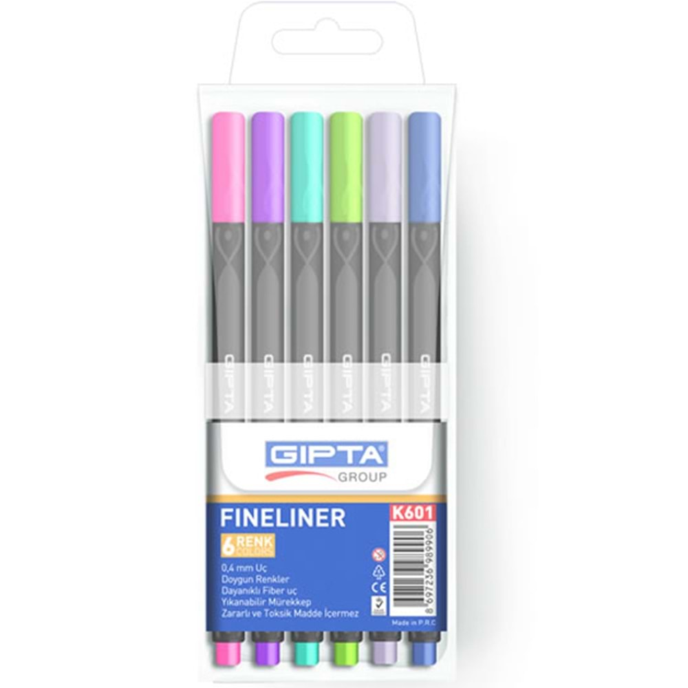 GIPTA FİNELİNER 0.4 MM ÜÇGEN 6 RENK K601