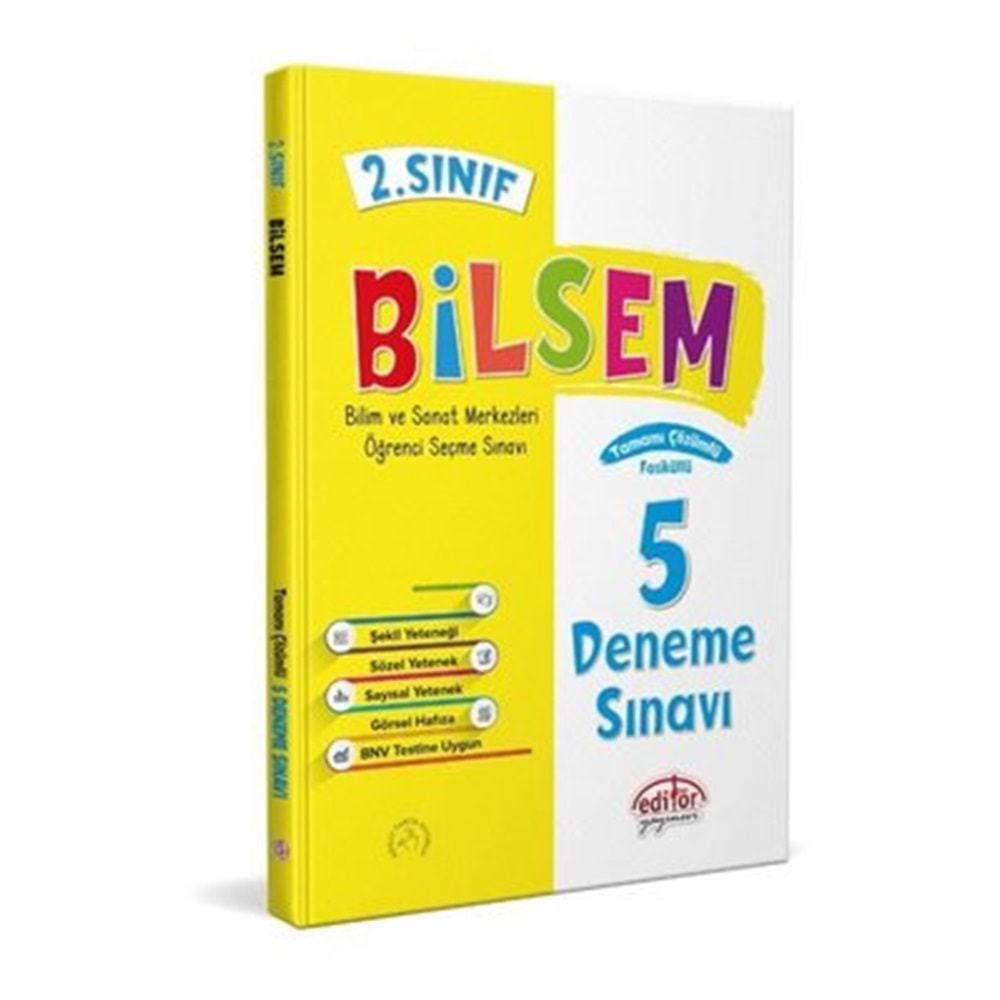 EDİTÖR 2.SINIF BİLSEM TAMAMI ÇÖZÜMLÜ 5 DENEME SINAVI