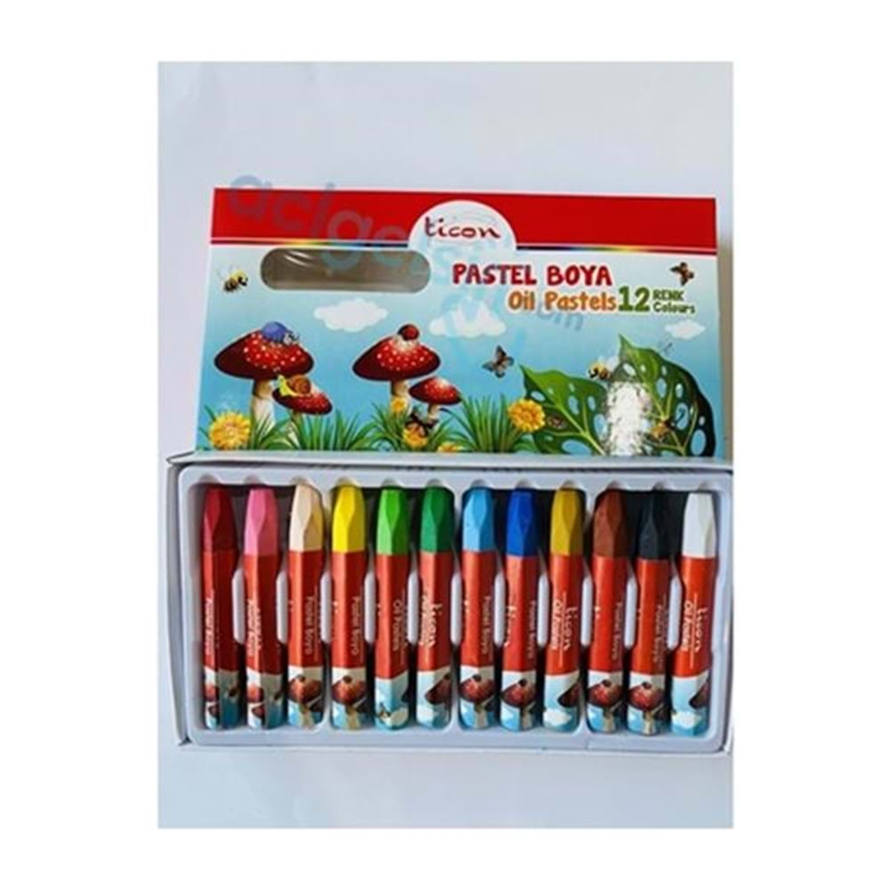 TİCON 12 RENKLİ YAĞLI PASTEL BOYA-17384