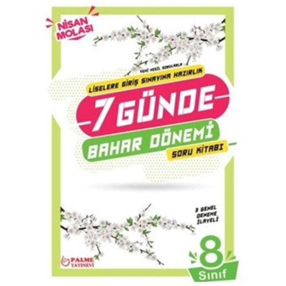 PALME 8.SINIF 7 GÜNDE BAHAR DÖNEMİ SORU KİTABI