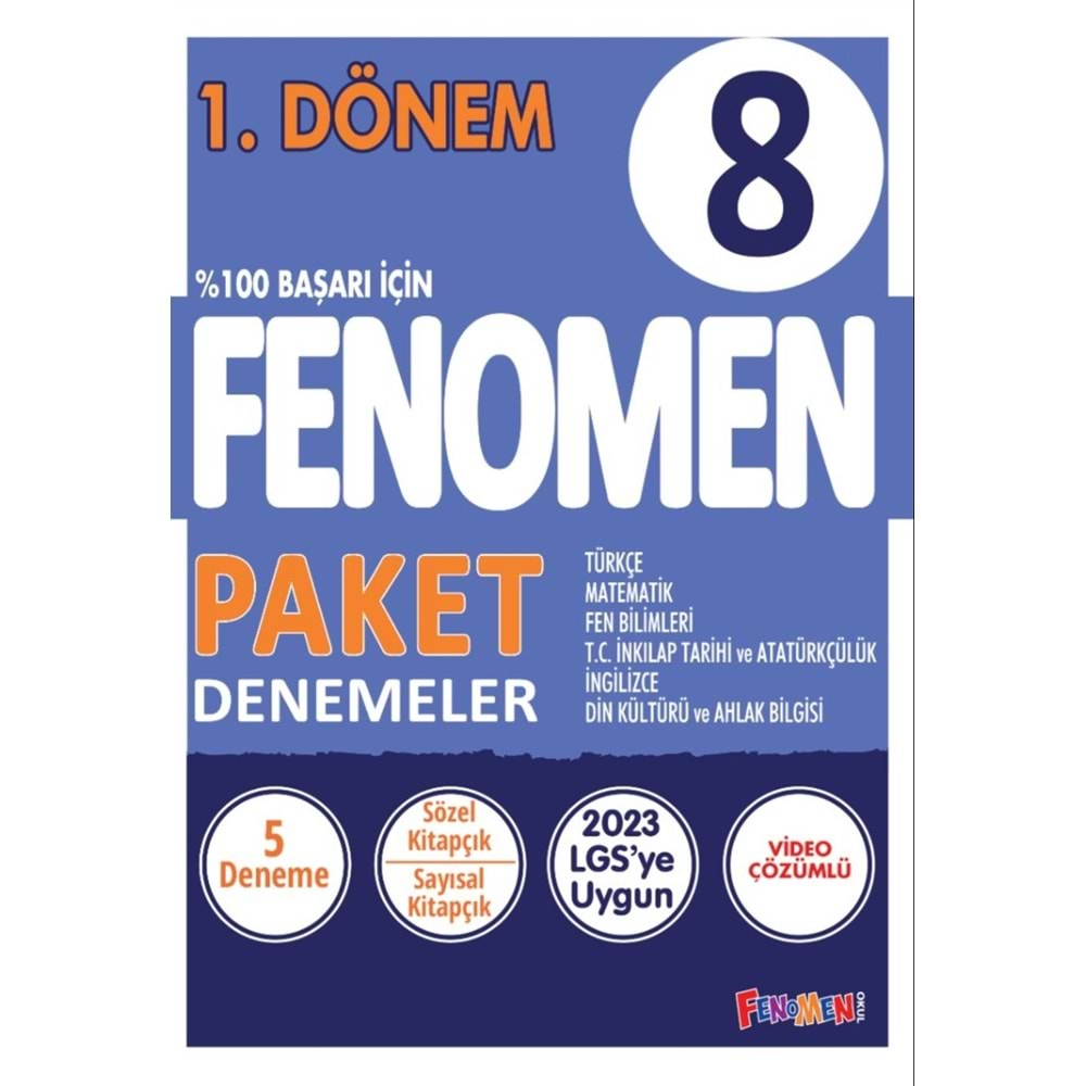 GAMA FENOMEN 8.SINIF TÜM DERSLER 1.DÖNEM PAKET DENEMELER (5 DENEME)