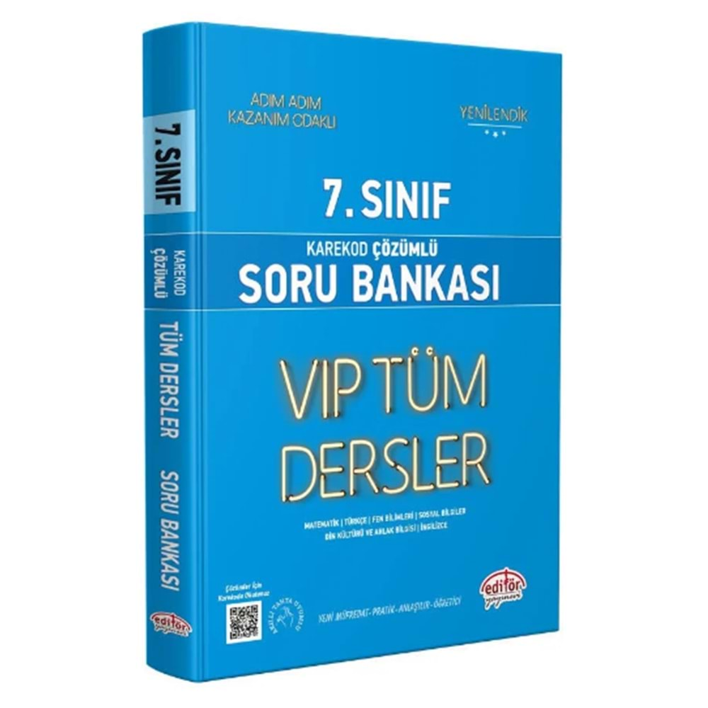 EDİTÖR 7.SINIF VİP TÜM DERSLER KAREKOD ÇÖZÜMLÜ SORU SORU BANKASI